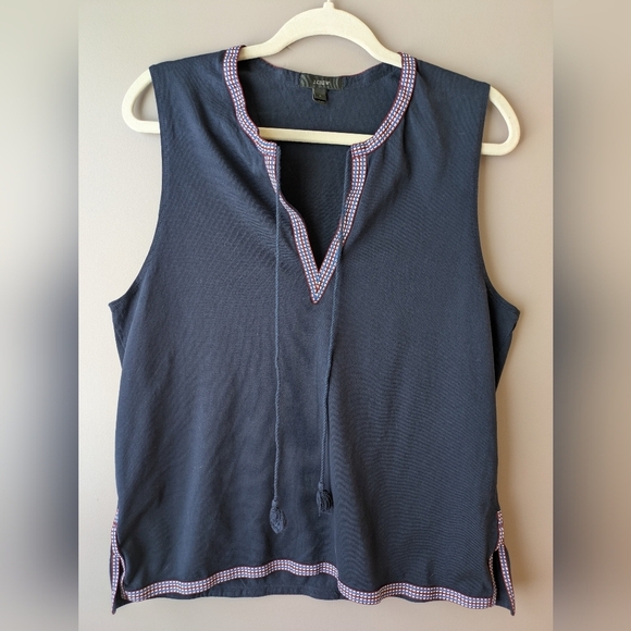 J. Crew Navy Top Sleeveless L - Picture 3 of 13